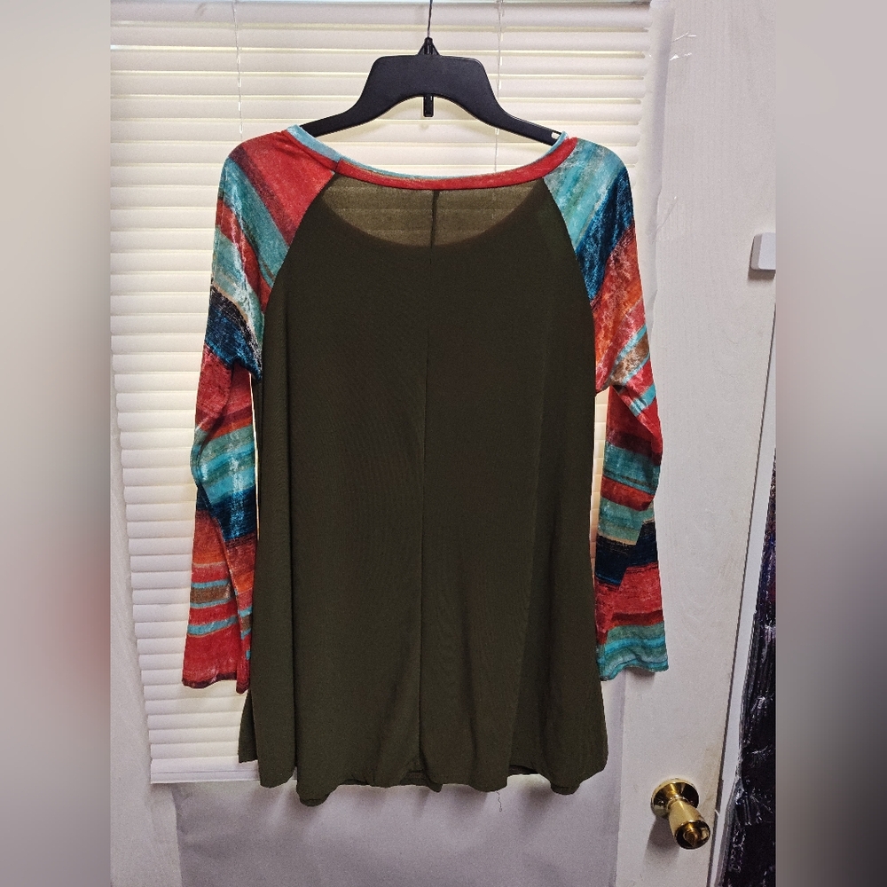 Women's Multicolor Cross Patchwork Tunic - image 3